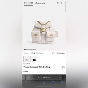 Tabby Backpack With Quilting/ bought from Coach Canada website